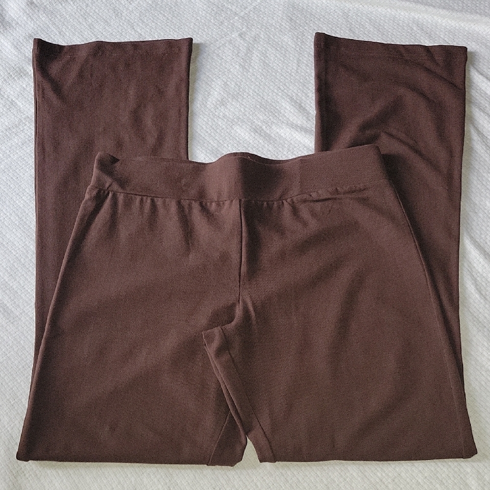 Denim & Co Essentials QVC Brown Flared Leg Leggings XS Mint Condition